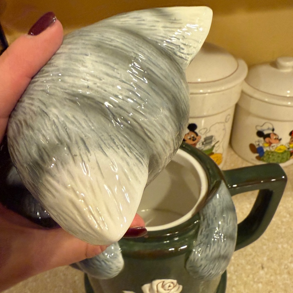 2004 Kenni-Kats Blue Sky Carvers Cat-Shaped Cookie Jar Cat in tea-pot Kitten - Picture 13 of 16